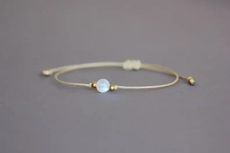 Moonstone Crystal Bracelet Women's Rainbow Moonstone protective healing bracelet