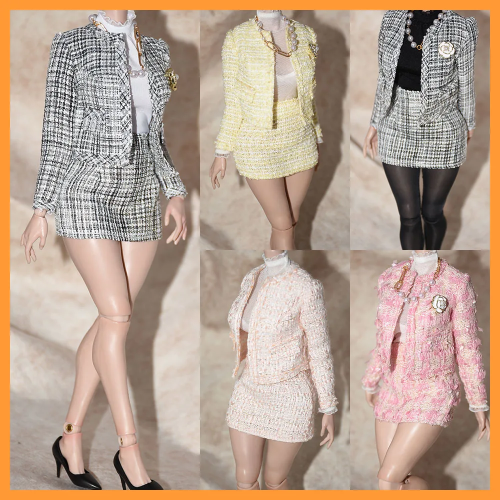 1/6 Scale Female Soldier Short Style Jacket Mini Hip Skirt Set Slim Mesh Shirt Stockings Accessories for 12\