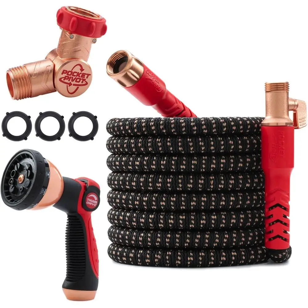 

Copper Head UV w/Pocket Pivot, Expandable Garden Hose 75 FT w/10 Pattern Thumb Sprayer, AS SEEN ON TV, 650psi 3/4in Ultra-Light