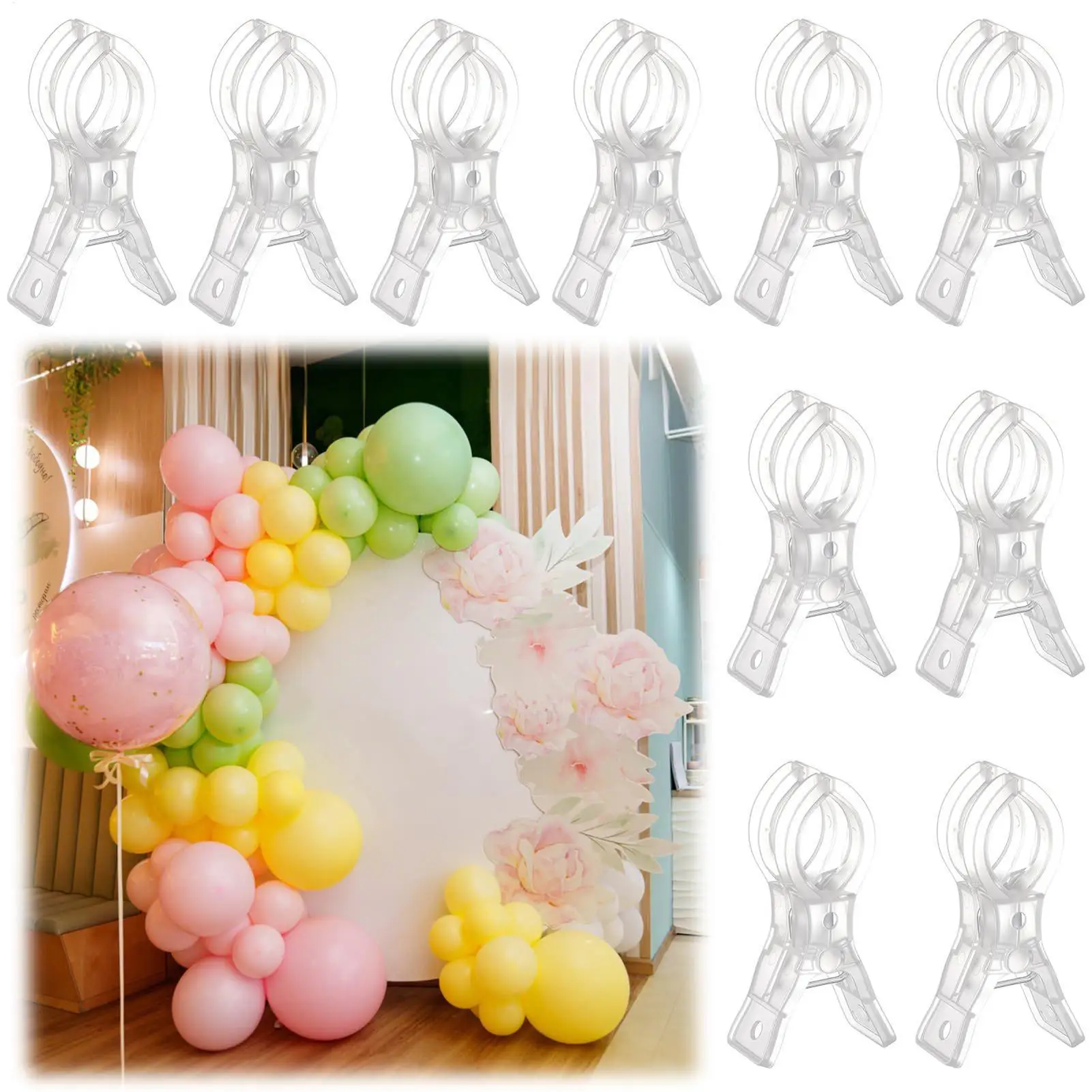 10pcs Spring Clamps Multifunctional Balloon Arch Clips Backdrop Holder Party Accessory for Wedding Birthday Photography Woodwork