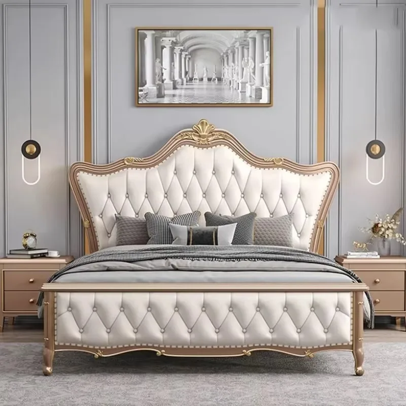 

Designer Modern Double Bed Frame Luxury Master European Nordic King Size Bed Frame White Modular Design Camas De Casal Furniture