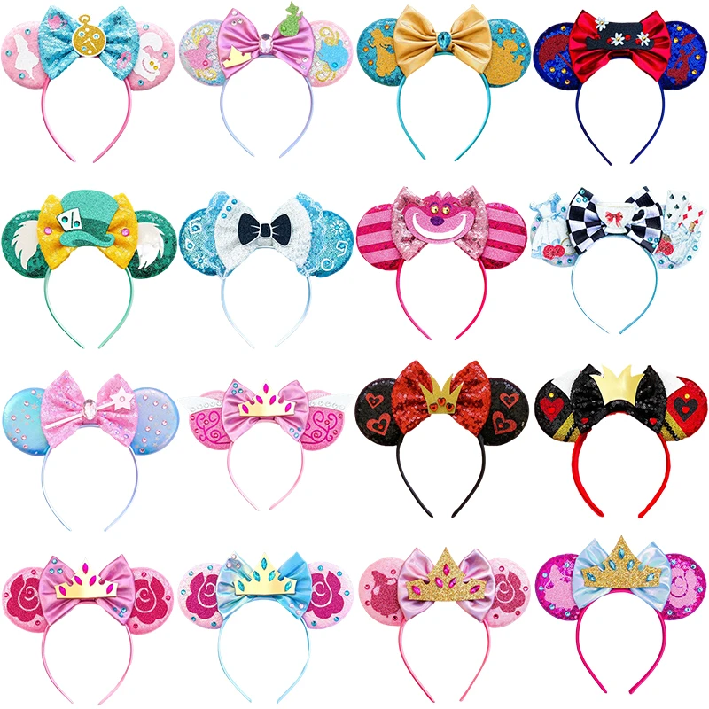 

Disney Alice in Wonderland Hair Accessories For Women Cheshire Cat Headband Kids Mad Hatter Ear Hairband Girl Red Queen Headwear