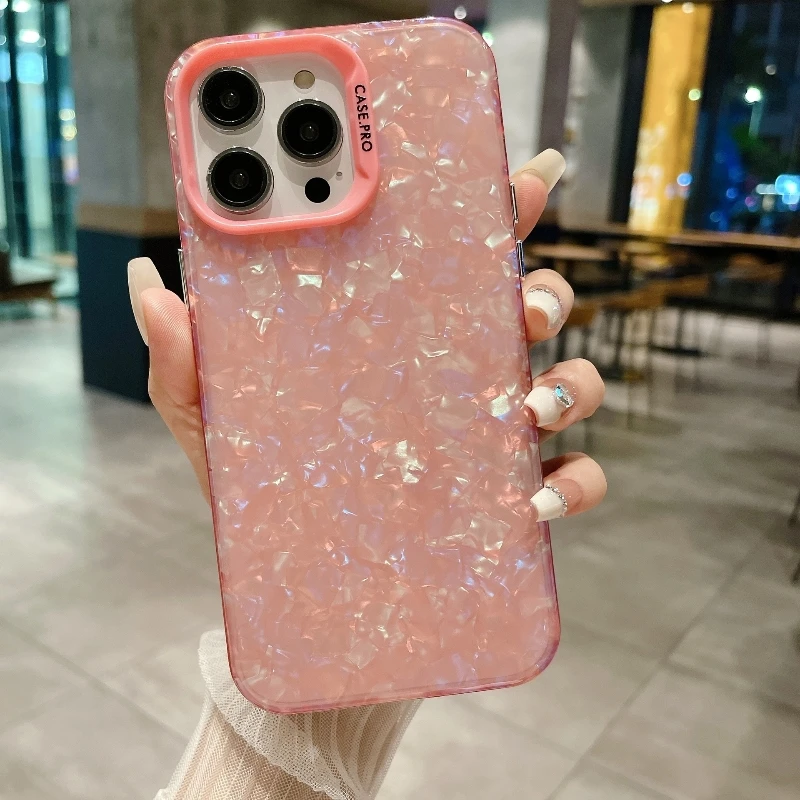 New Luxury Glitter Bling Dream Shell Marble Camera Protection Phone Case For iPhone 13 12 11 14 Pro 16 Pro Max 16 15 Plus