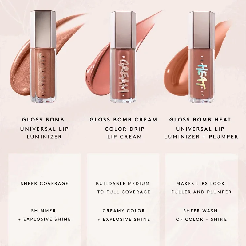 Fenty Beauty Gloss Bomb Lip Glaze Multi-colore Umidificante Shine Glitter Lip Plumper Trucco Principiante Rossetto liquido Trucco Cosmetici