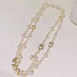 Long Pearls No.5 Sweater Chain Necklcae Collares