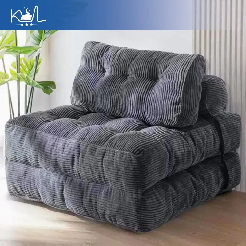 Folding Square Lazy Sofa, Compressible Boneless Couch, Space Saving Sofa for Small Apartment Living Room & Rental House