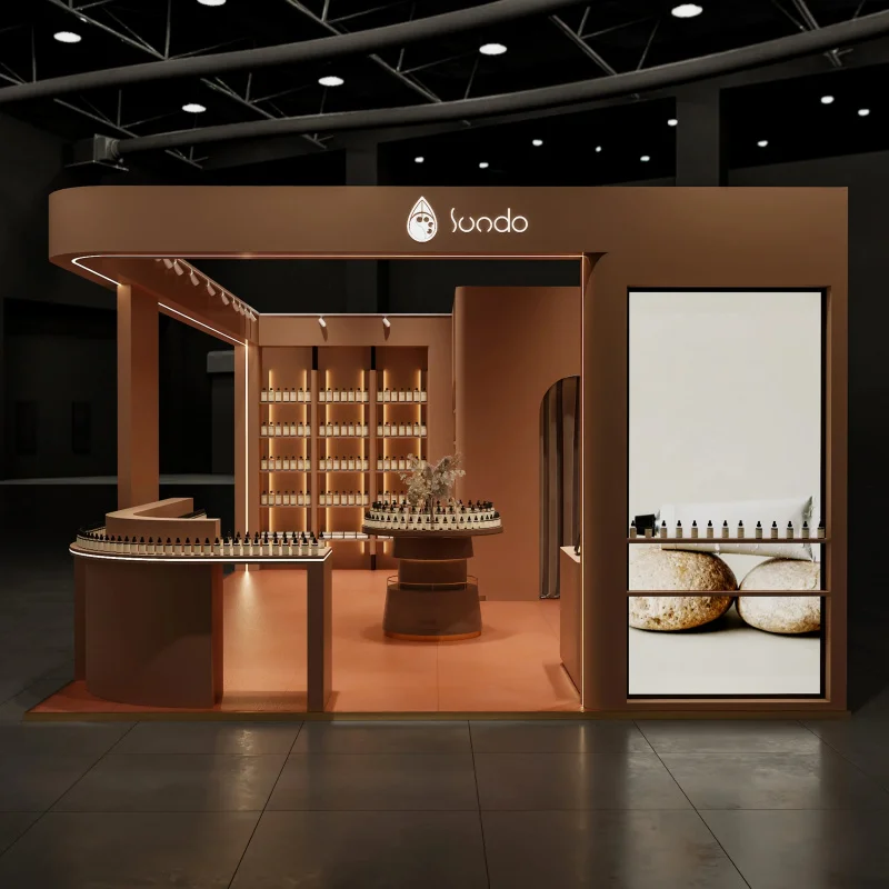 custom.Elegant Perfume Kiosk Design Round Fragrance Display Counter Custom Perfume Showcase Display Cabinet Shopping Mall
