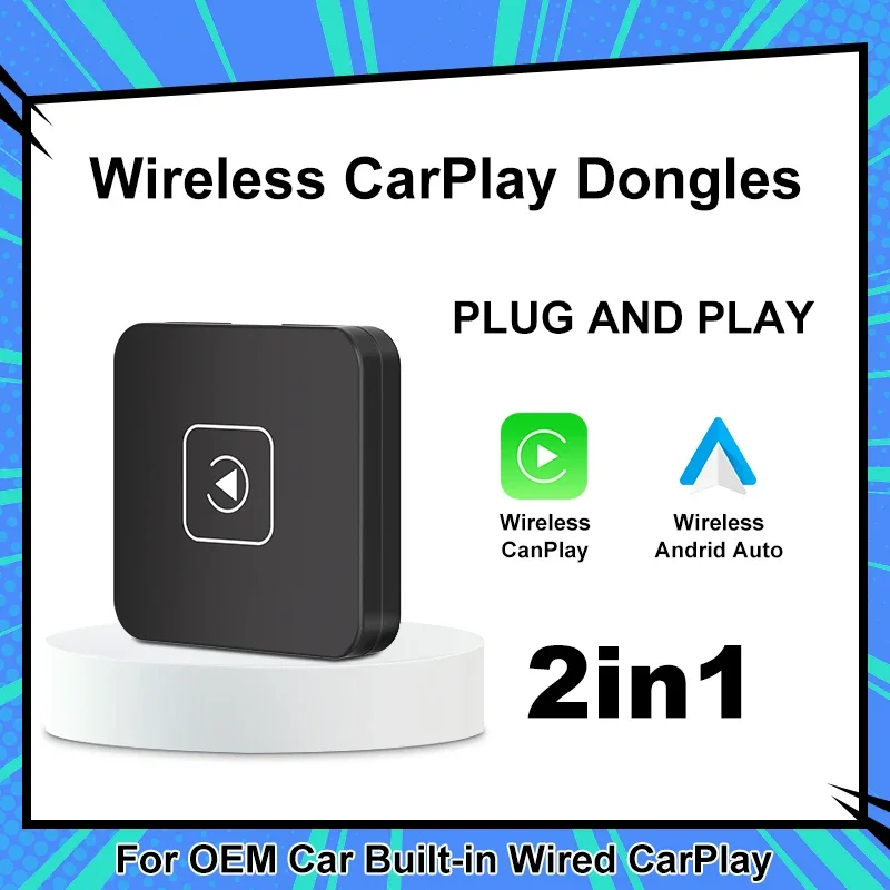 FLIXIVI 2in1 Wireless Mini Carplay/Auto Box Dongle Wired To Wireless for Audi Toyota Mazda Nissan Chevrolet Suzuki Subaru Ford