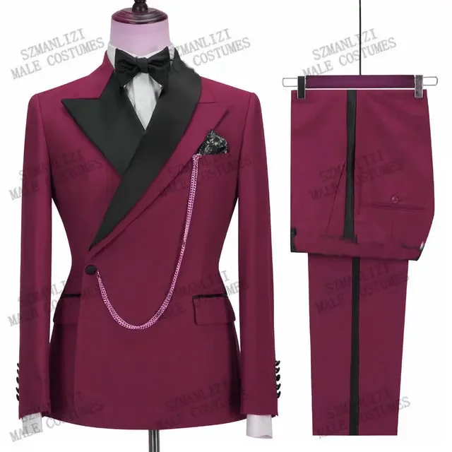 2024 New Men\'s Suit Two-piece Wedding Groom and Best Men\'s Business Korean Best Man Banquet Oversized Set  Blazer Masculino