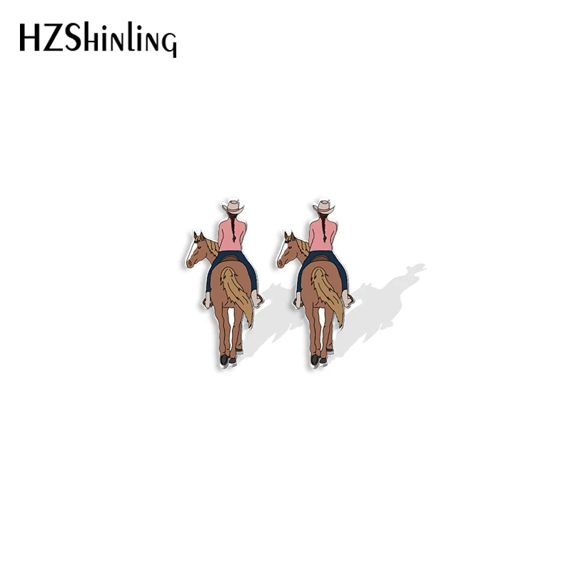 2022 New Western Horse Stud Earring Animal Acrylic Resin Earrings Epoxy Handmade Jewelry Gifts Friends