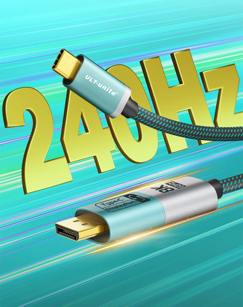 USB-C-auf-DisplayPort-Kabel 8K, bidirektionales DP-auf-Typ-C-Kabel für iPhone 17, Macbook Pro, iPad, iMac, kompatibel mit Thunderbolt 3/4 – Detail 6