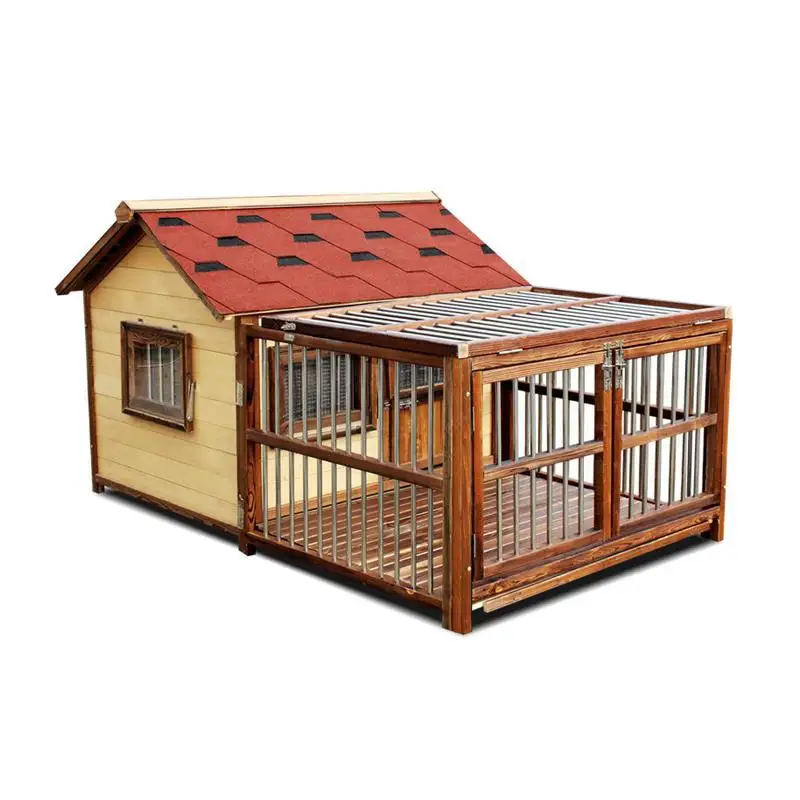 Outdoor solid wood dog house Waterproof and rainproof dog house Large dog Enclosed wooden  villa Removable and washable