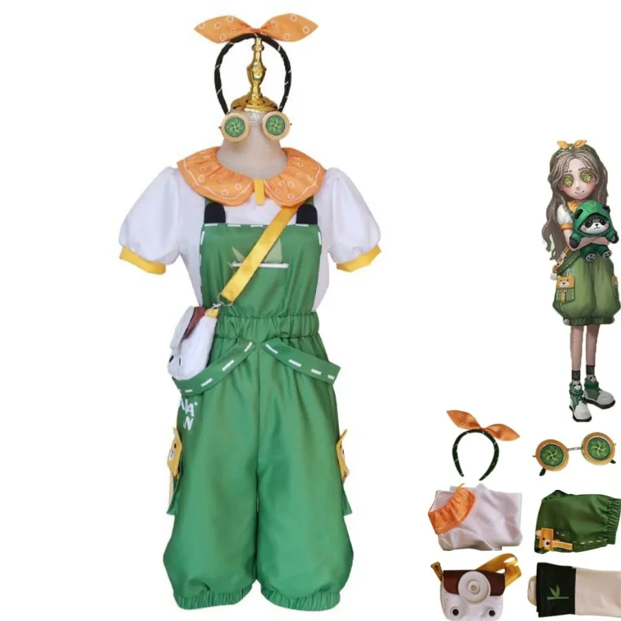 

Anime Game Identity ⅤLittle Girl Alice Derose Survivors Memory Cosplay Costume Panda Friend Green Rompers Woman Kawaii Suit