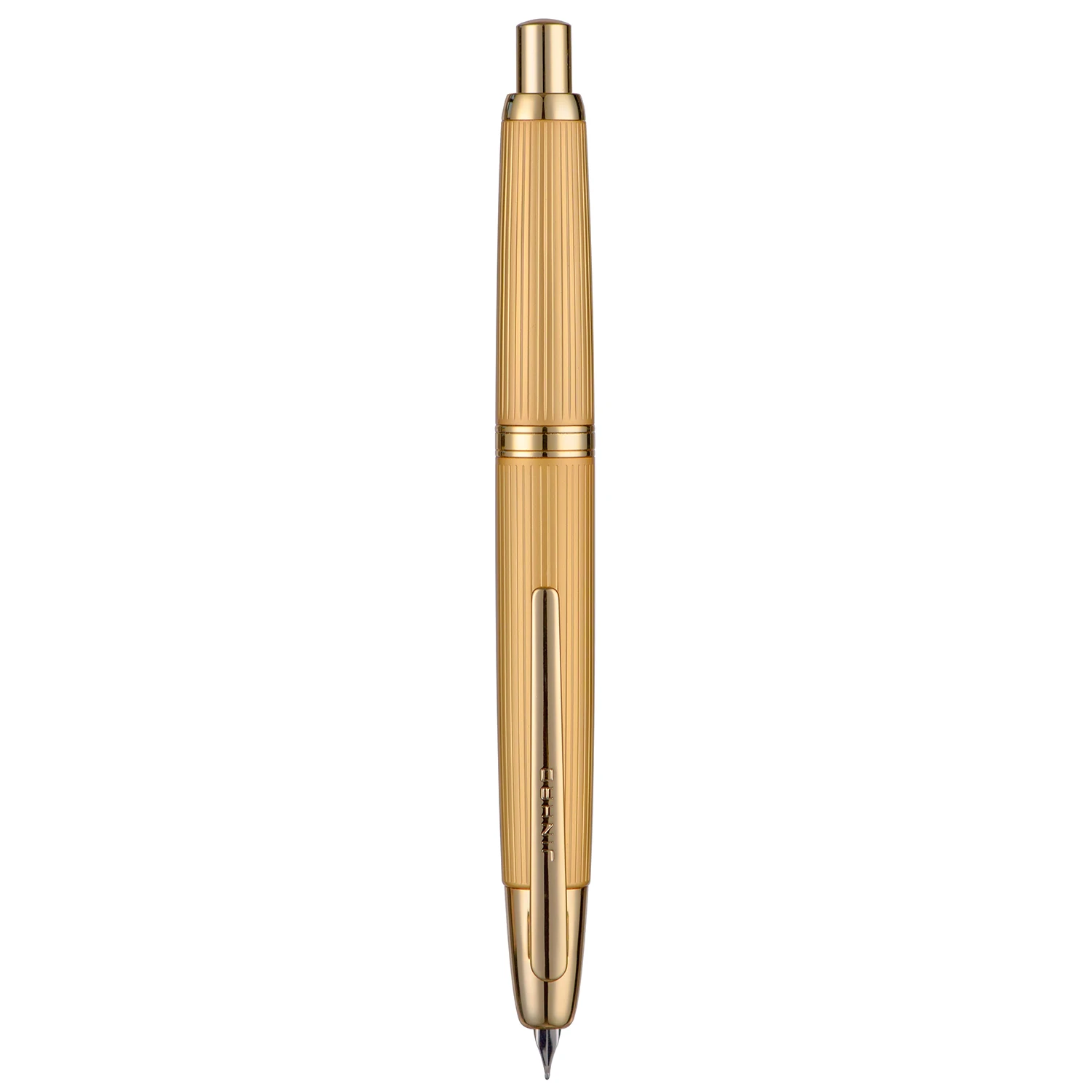 

Jinhao 10 Retractable Press Fountain Pen EF/F Nib with Ink Converter Writing Gift Pen, Golden Stripe