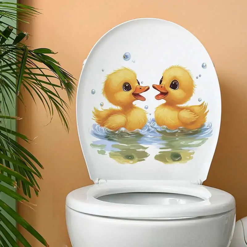 Мультяшная утка, играющая в воде, стикер на стену, декор для ванной комнаты, туалета, гостиной, кабинета, украшения дома, наклейки S596