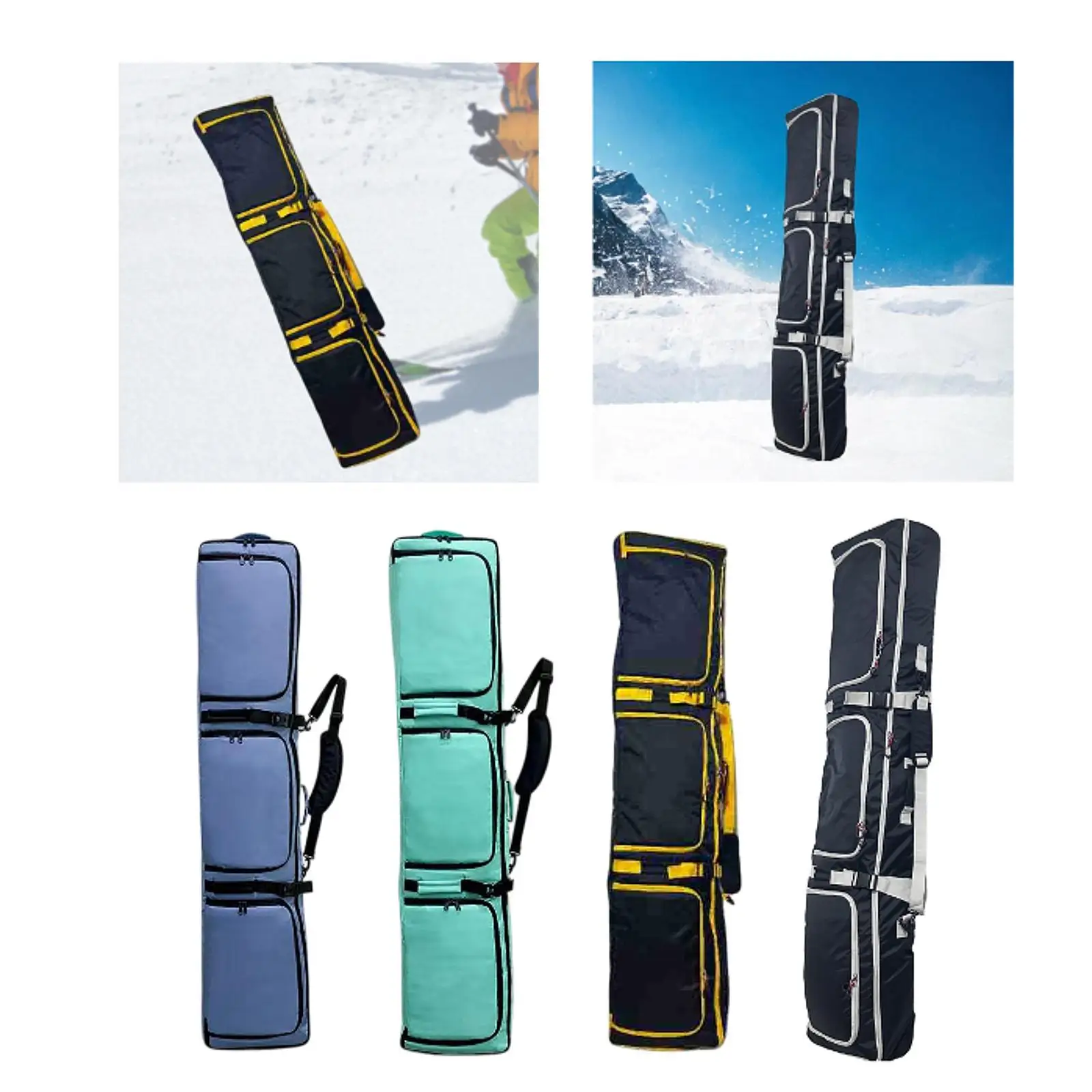 Snowboard Sleeve Wheeled Waterproof Adjustable Shoulder Straps Carry Case Pouch Ski Bag for Snowboarding Winter Sports Outdoor