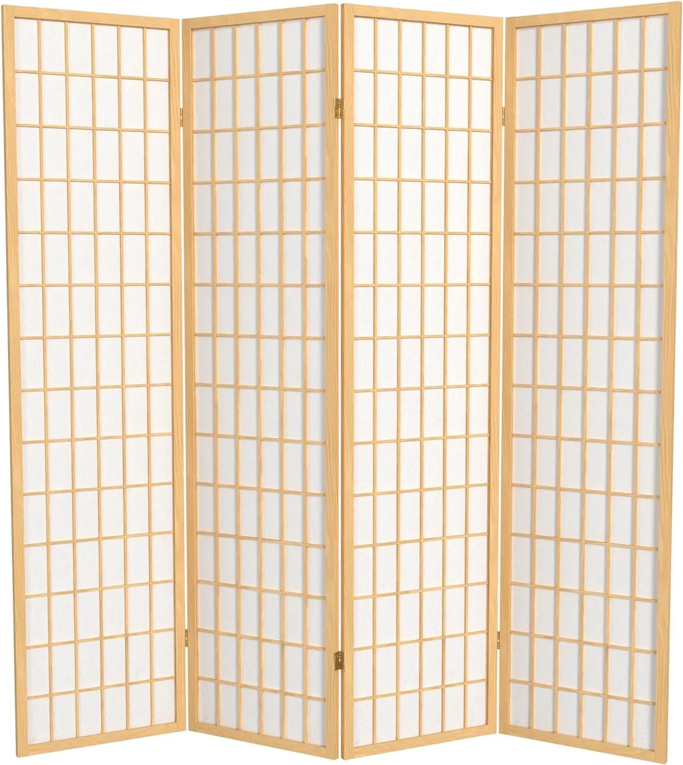 

ORIENTAL Furniture 6 ft. Tall Window Pane Shoji Screen - Natural - 4 Panels