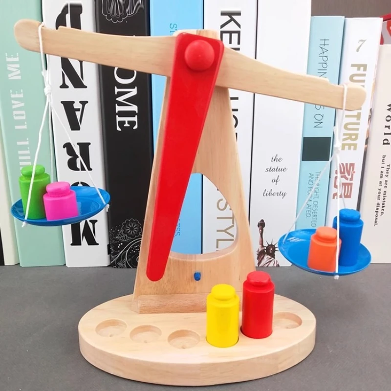 

Libra Pendulum Early Learning Developmental Toys Colorful Wooden Balance Scale Weigh Bean Kids Baby Math Toy Gift