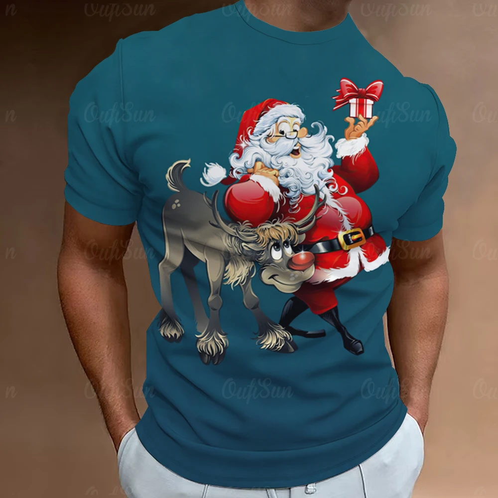 Christmas T-Shirts For Men 3d Santa Claus Printed Street Designer Short Sleeved Loose Oversized T Shirts Fashion New Tops Tees