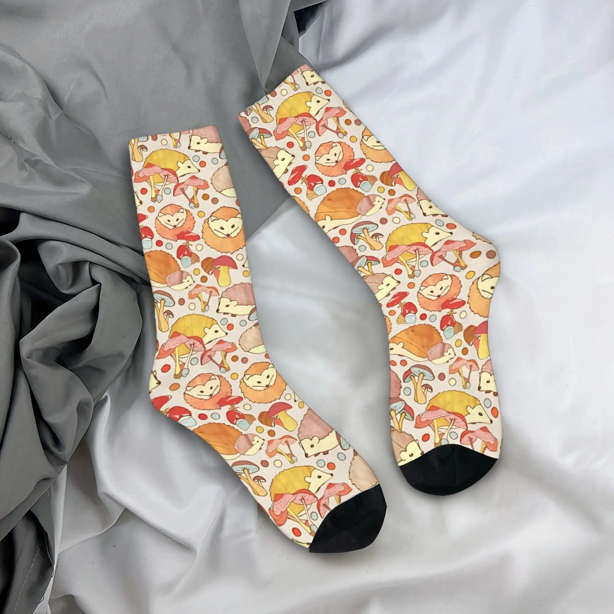 Woodland Hedgehogs A  In Soft Neutrals    Socks Winter  Stockings Korean Men Medium Soft Socks Printed Skateboard Non Slip Socks