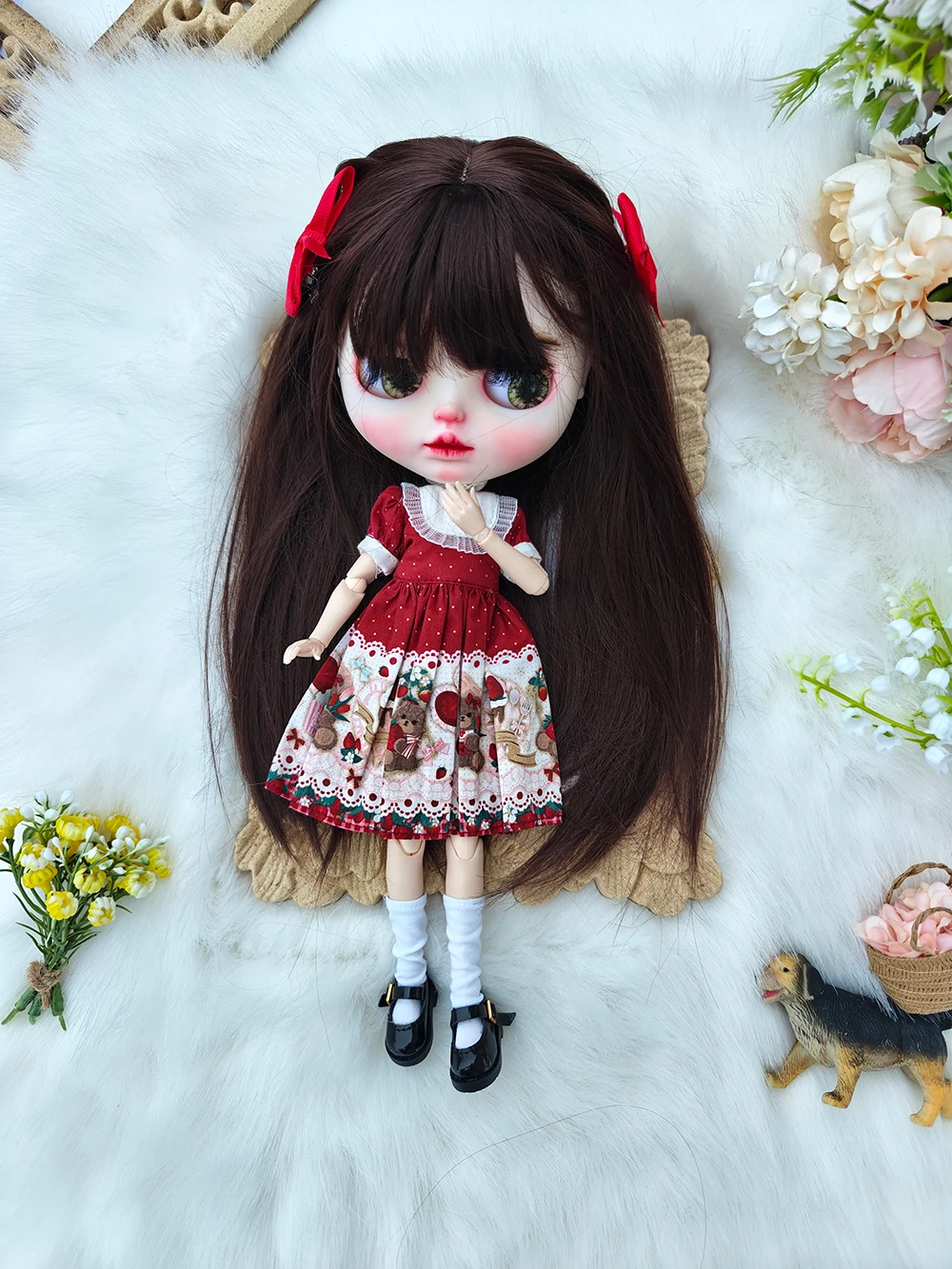 ICY DBS blythe dolls clothes  dress  Cute  dress OB22 OB24 AZONE accessories Blythe Doll Toys for Girls