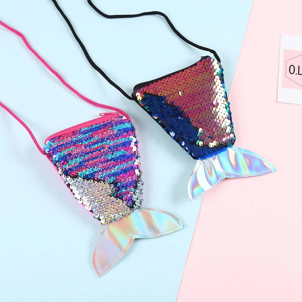 Money Pouch Mermaid Tail Sequin Coin Purse Fish Tail Storage Girls Sequin Crossbody Bag Bag Accessories Sundries Bag
