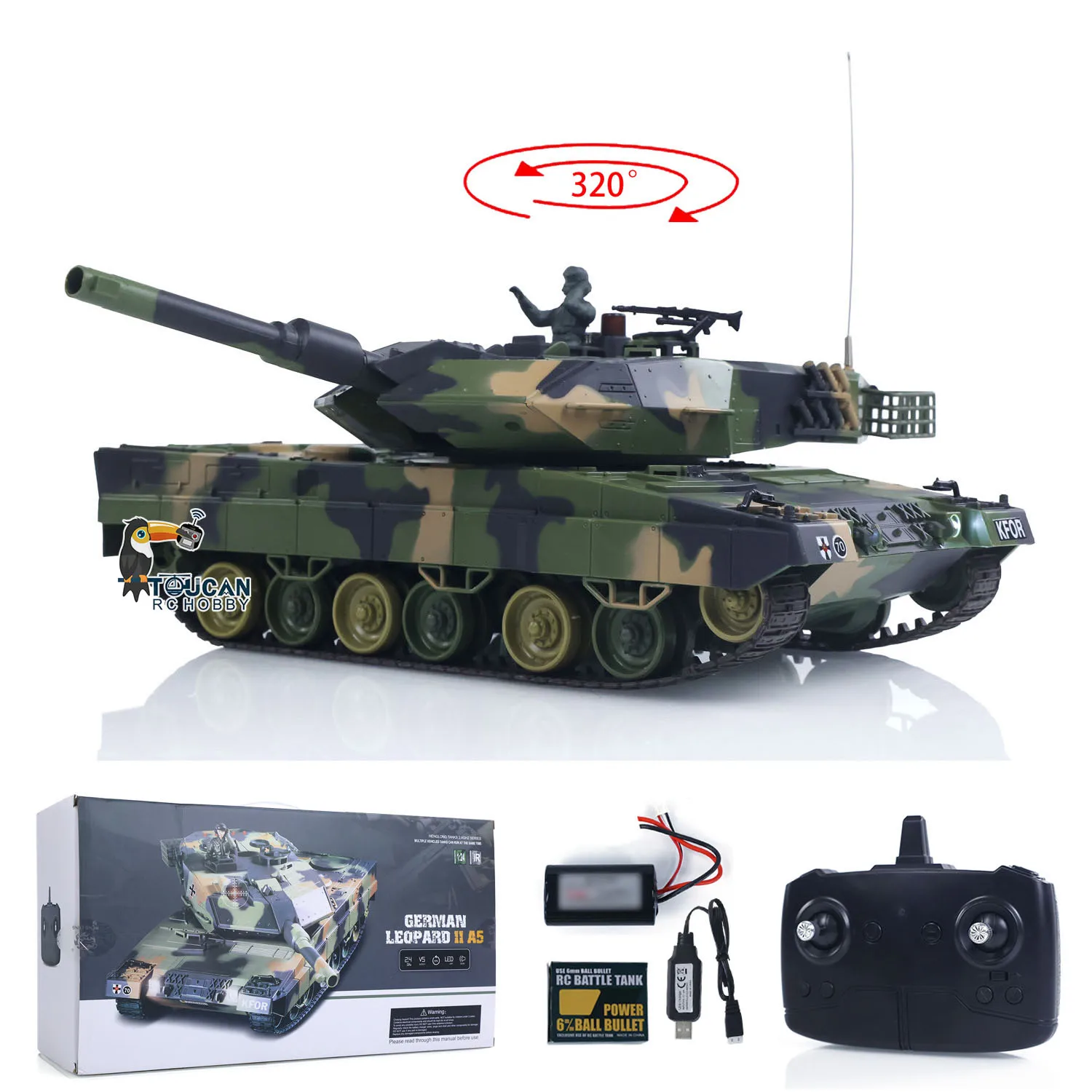 Heng Long 3809 1/24 Mini réservoir RC Leopard2A5 télécommande modèle de char de combat BB infrarouge bataille Panzer véhicule modèle de voiture jouet