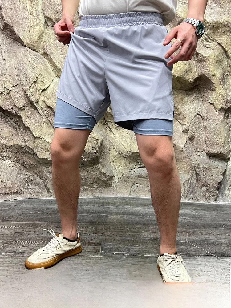 

Men's Summer Qui Dry Breathable Elastic orts False Two-Piece Design Casual Straight Leg mid Waist Youth Faion Thin Model