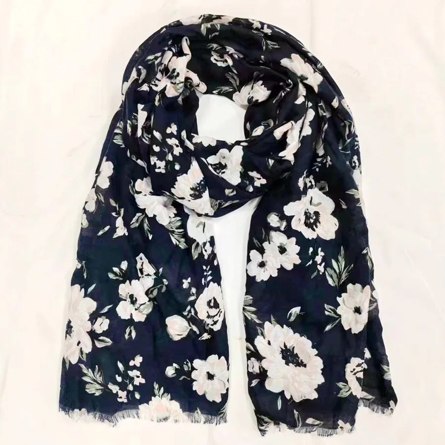 2024 Newest Women Printed Pattern Scarf Cotton Voile Scarf Shawls