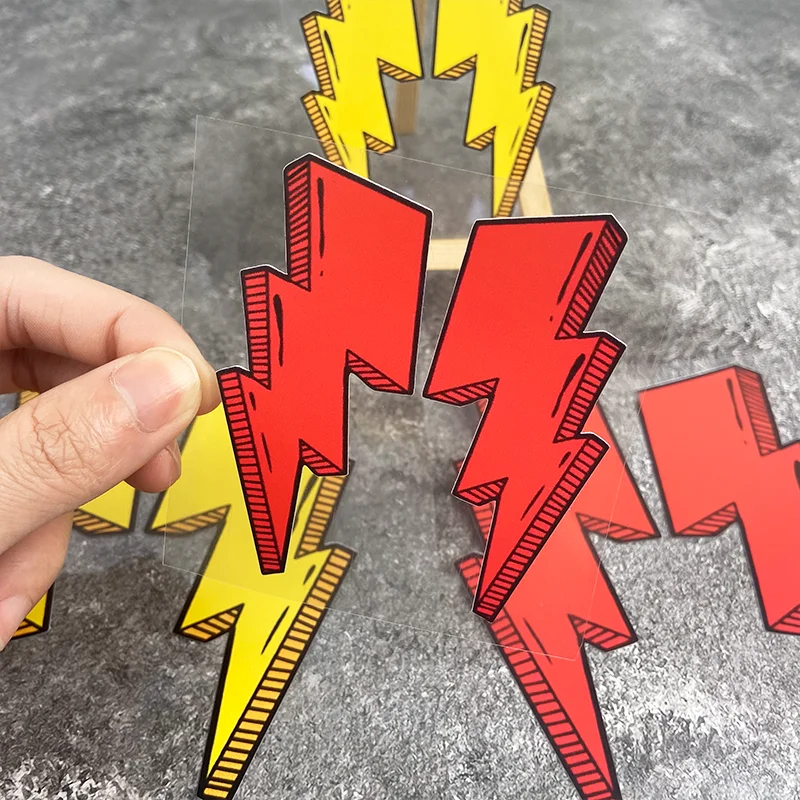 Yellow and Red Lightning Road Bicycle Frame Stickers Durable MTB Bike Top Tube Helmet Waterproof DIY Bike Vinyl Decals Decor