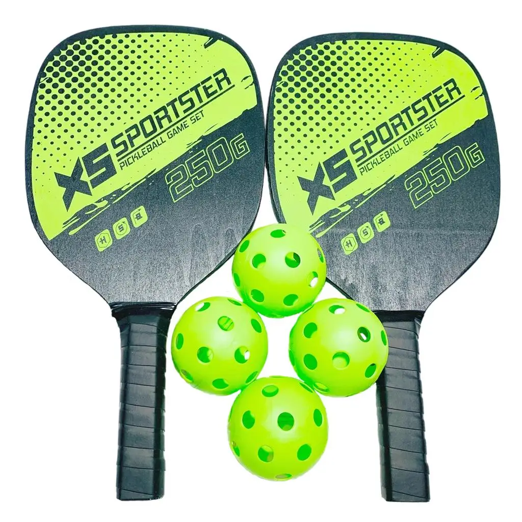 Pickleball Paddle Set, Raquetes com aperto de conforto, Conjunto de 2 Pás Pickleball, 4 Bolas, 1 Saco