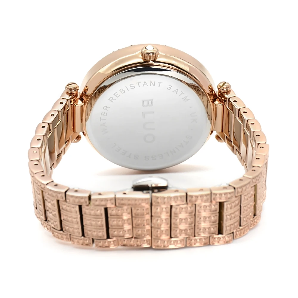 Orologio da donna al quarzo con diamanti di lusso Orologio da donna con cinturino in oro rosa in acciaio inossidabile di alta qualità Orologio luminoso impermeabile