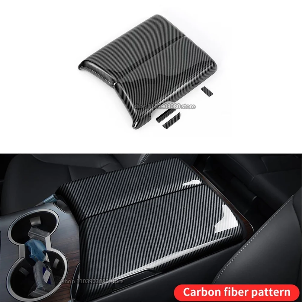 

ABS Carbon Fiber Style Armrest Box Protector Replacement for Toyota Land Cruiser Prado Lc300 2023 Console Lid Armrest Cover,