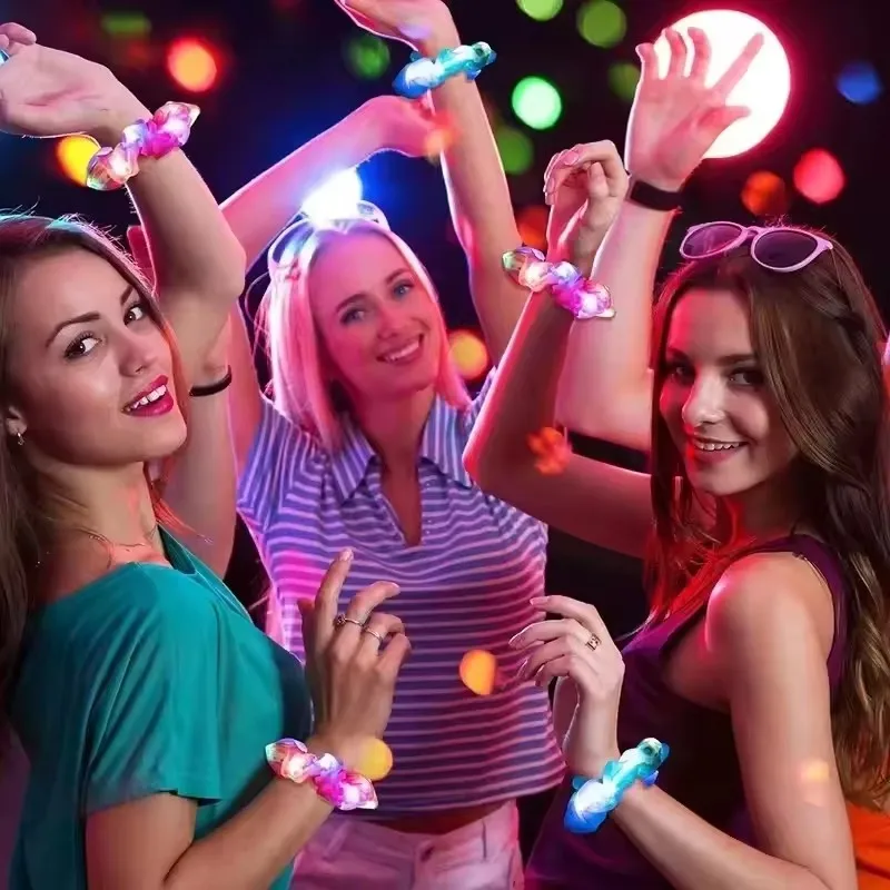 20 قطعة/الوحدة LED مضيئة Scrunchies هيرباند ذيل حصان حامل أغطية الرأس مطاطا الساتان العصابات الشعر فتاة إكسسوارات الشعر للحزب