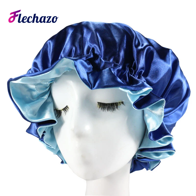 Soft Comfy Satin Bonnet Silk Bonnet Hair Grow Sleeping Cap Overnight For Small Big Head 15Pcs Logo Customize Hair Bonnet Elastic