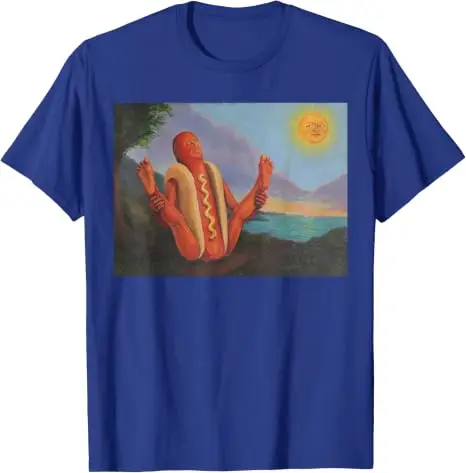 Hotdog, der sich in der Sonne sonnt, lustiges Hotdog-Yoga-T-Shirt, Y2k BBQ seltsame Essenskunst Comic-Grafik-Bekleidung, Yoga-Witz-Persönlichkeits-T-Shirt – Detail 12