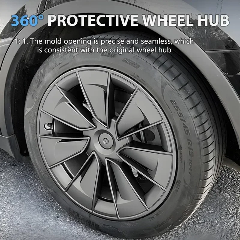 4PCS Wheel Caps For Tesla Model Y 19-Inch Hub Cap Performance Automobile Replacemen HubCap Full Rim Cover 2018-2025 Accessories