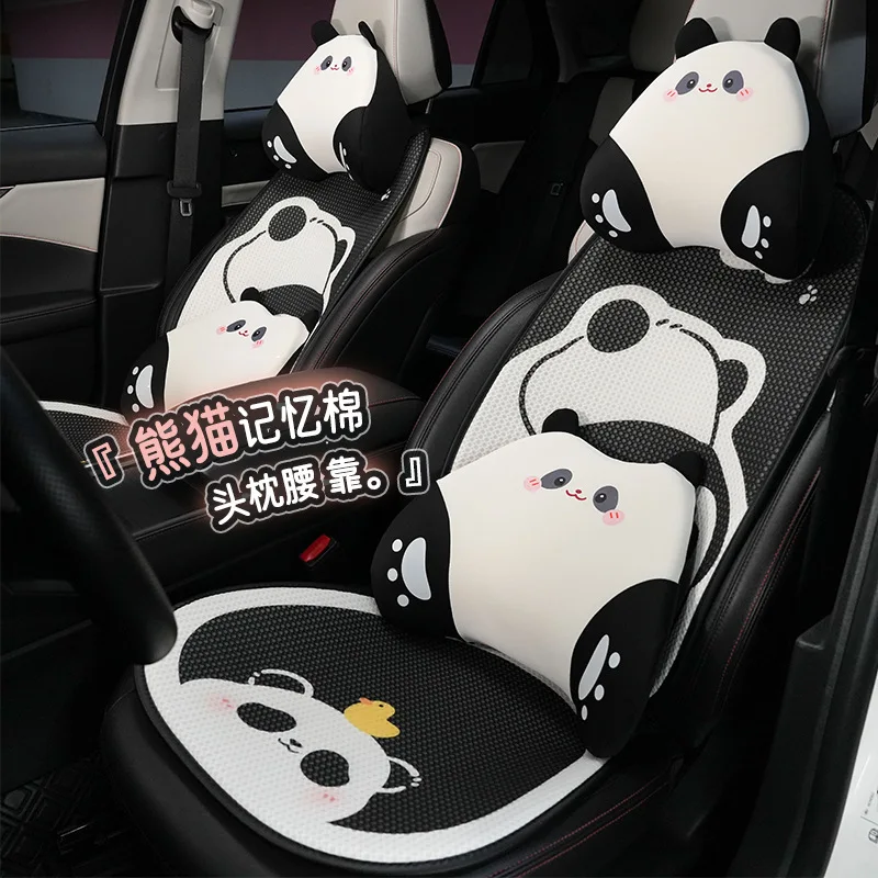 

Cartoon Panda Car Neck Pillow Memory Foam Rebound Car Head Pillow Waist Support Comfortable Four Seasons General Car Pillows