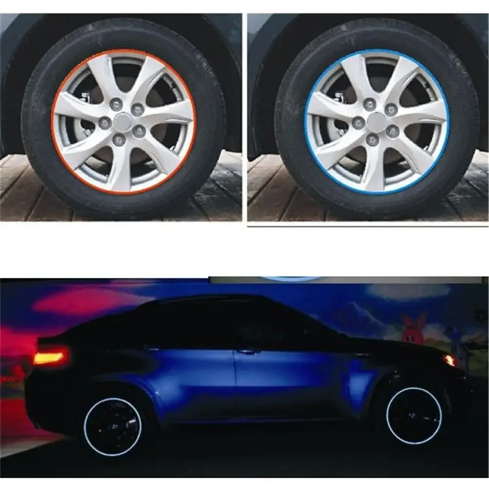 Night Safe Waterproof Wheel Tire Sticker Reflective Edge  Color Change Trim Tape Decals s  motorcycle accessories