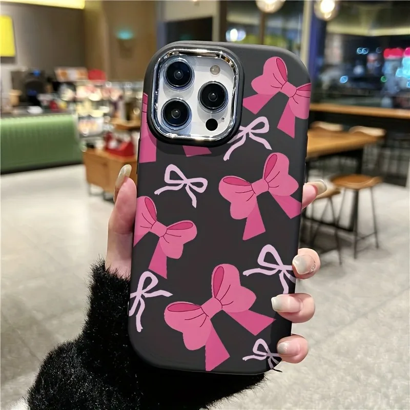 

Pink Tie Bow Pattern Phone Case For Xiaomi Poco F7 X7 X6 F6 F5 X6 X5 M6 X3 Pro F3 Shockproof Candy Matte Soft TPU Silicone Cover