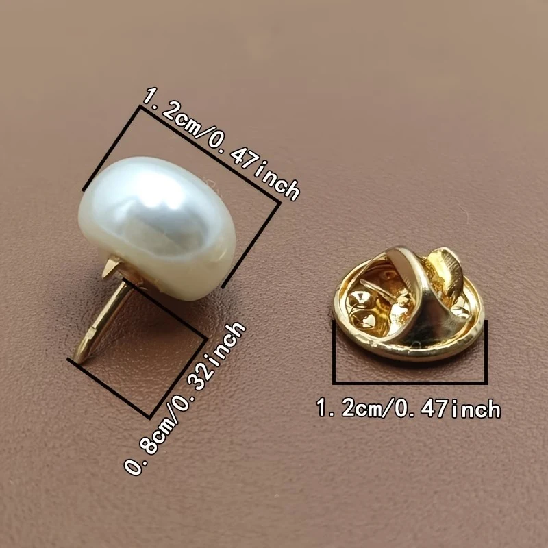 10 boutons en perles sans couture pour vêtements, 12 mm, épingles à broche en perles pour robes, chemises, accessoires décoratifs DIY