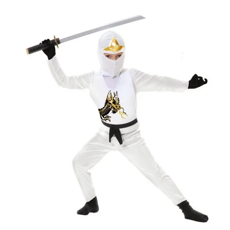 أبيض أحمر أزرق بنين نينجا هالوين يتوهم اللباس الأسود التنين النينجا زي للأطفال