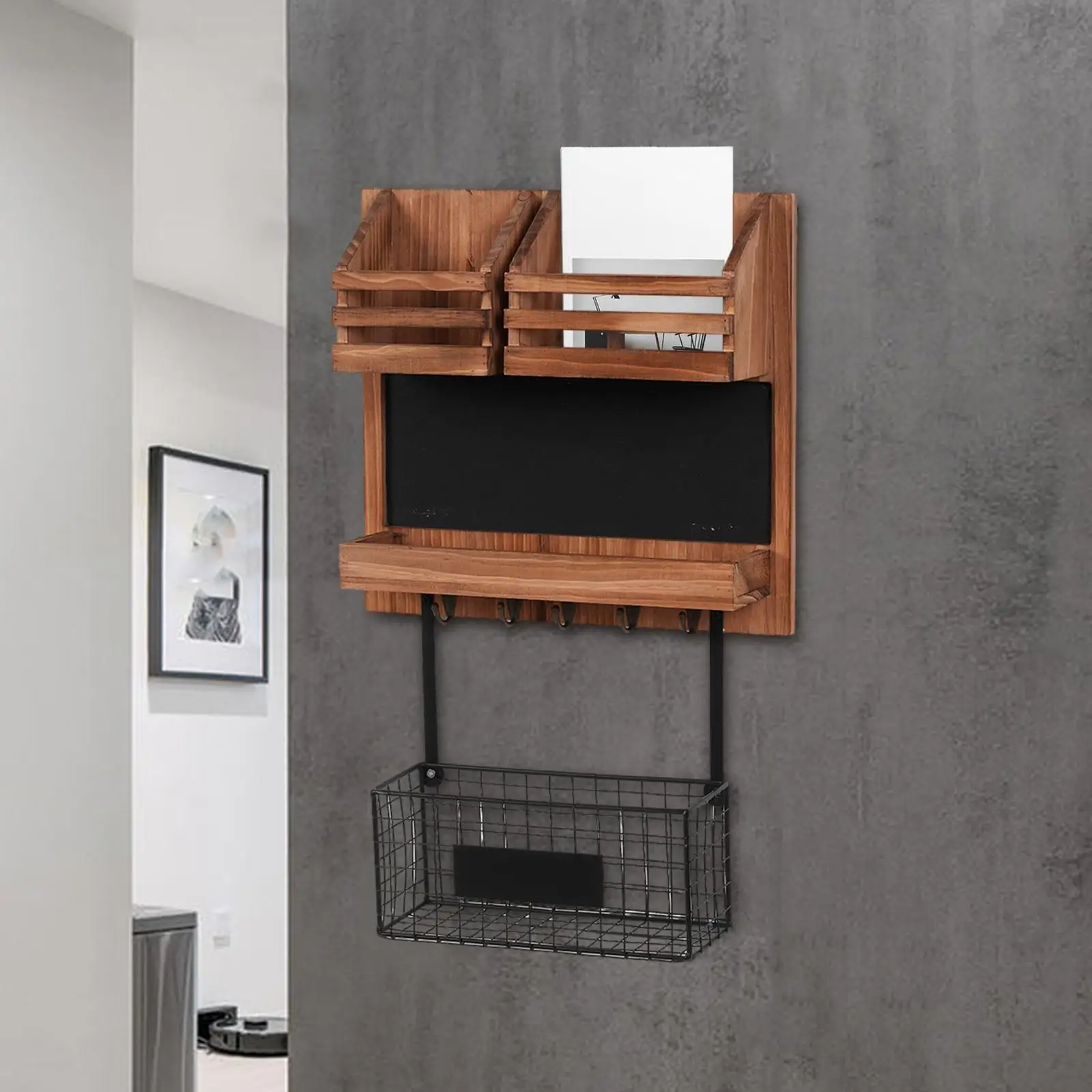 

Wall Mail Organizer Includes Letter Holder and Hooks for Living Room Home