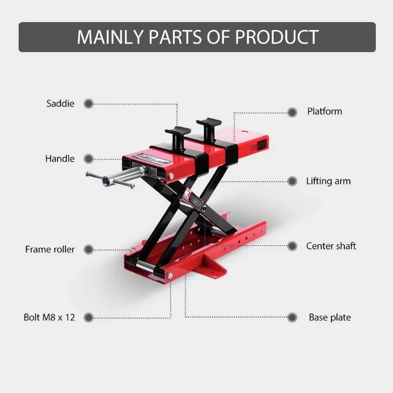 500KG 1100LBS Motorcycle Scissor Lift Jack Center Stand With Saddle Safety Pin For Motor Bicycle ATV Repair Tools