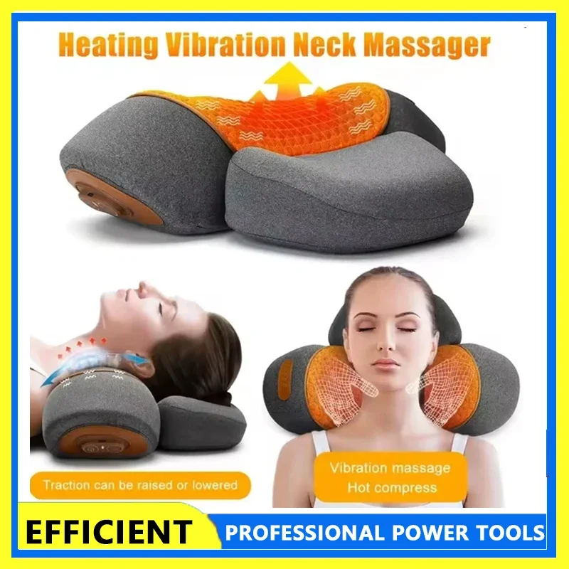 

Успокаивающий массажер для шеи-3-в-1, шейная подушка, горячий компресс, вибрационный массаж, расслабляющая подушка для шеи, массажер для поддержки позвоночника
