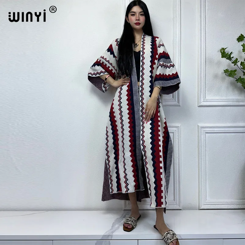 

WINYI vintage clothes woman Winter cardigan MAXI Christmas Fashion hipster party dress Thick Warm Female jacket holiday coat