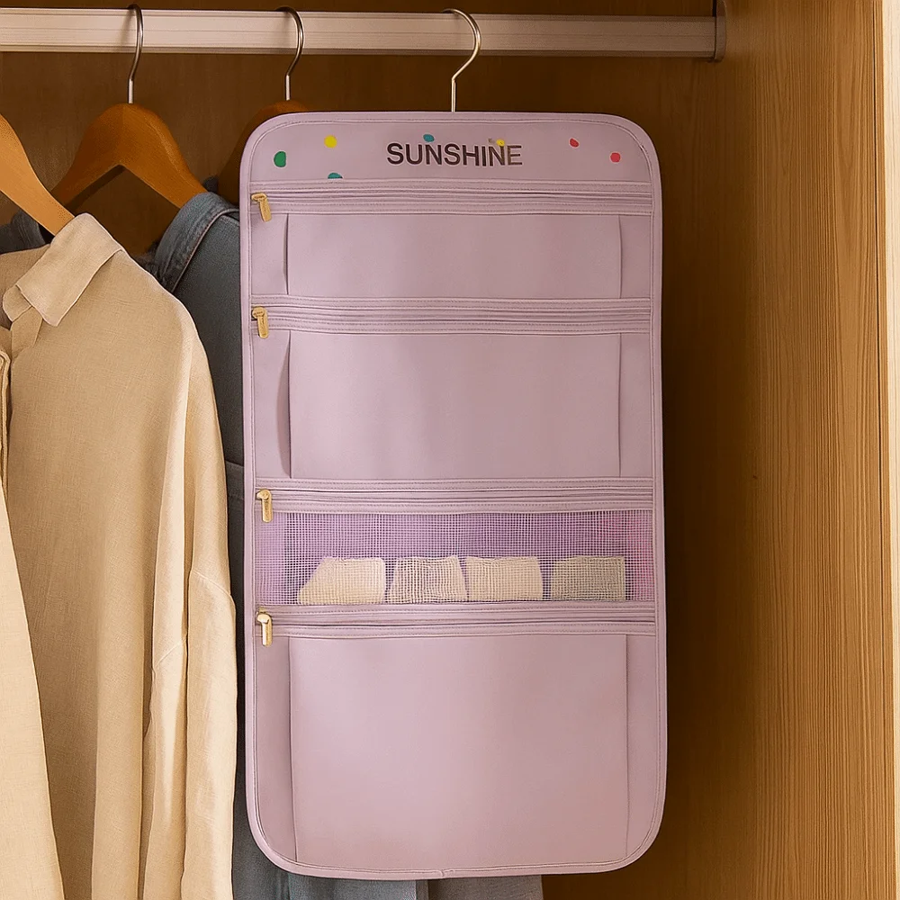 

Large Capacity Multi-layer Socks Hanging Bag Breathable Reusable Underwear Hanging Storage Bag with Hanger Space Saving