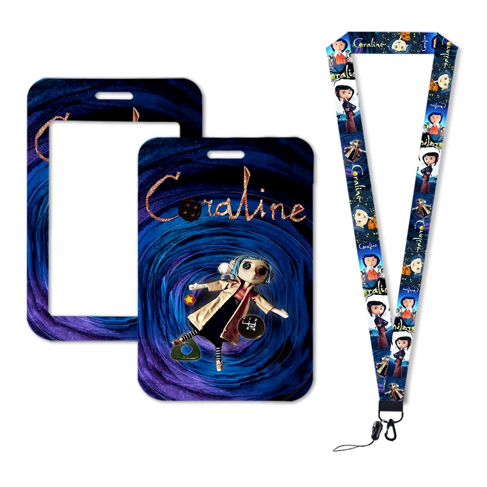 Cartoon Coraline Lanyard Film karten halter Student hängen Hals Telefon Lanyard Abzeichen U-Bahn Zugang Karten halter Zubehör