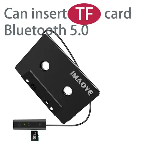 레트로 카세트 블루투스 5.0 오디오 어댑터 무선 수신기(자동차 스테레오/헤드폰용 TF 카드 슬롯 포함) 휴대용 음악 플레이어
