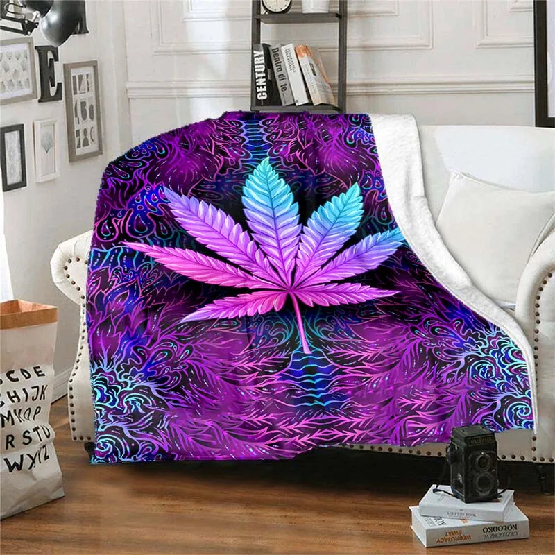 Purple Flannel  Blanket Soft and Warm Digital Printing Throw for Sofa, Bed, Travel, Camping Office, Couch, Chair, and Bed